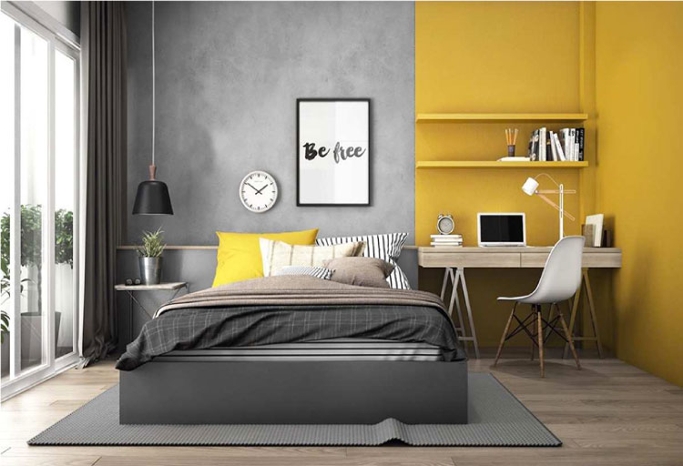 Phòng ngủ màu nâu đất, vàng mang lại may mắn cho người Mệnh Kim