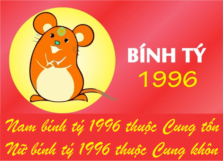 Nam Bính Tý 1996 thuộc cung tốn, nữ bính tý 1996 thuộc cung khôn