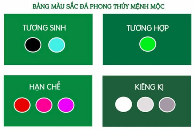 Bảng màu hợp với người mệnh Dương Liễu Mộc